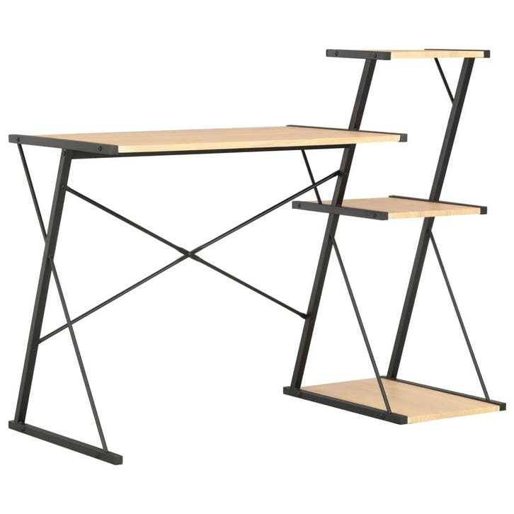 vidaXL Bureau met schap 116x50x93 cm zwart en eikenkleurig, Huis en Inrichting, Bureaus, Nieuw, Verzenden