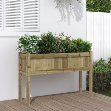 vidaXL Plantenbak met poten 110x31x70 cm geïmpregneerd, Tuin en Terras, Verzenden, Minder dan 60 cm, Nieuw, 60 cm of meer