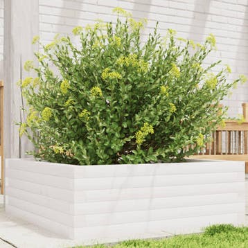 vidaXL Plantenbak 70x70x23 cm massief grenenhout wit, Verzenden, Nieuw, Hout