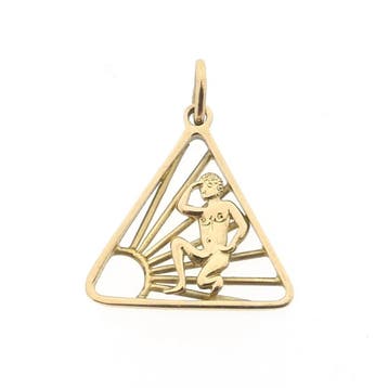 Gouden hanger van het naturisten symbool (Hanger of bedel), Ophalen of Verzenden, Gebruikt, Goud, Overige merken