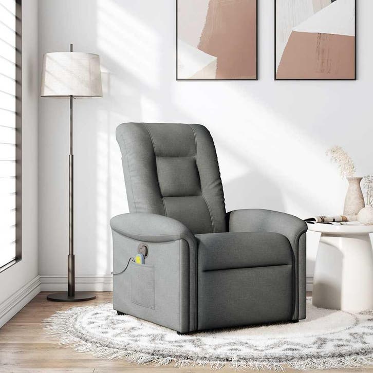 vidaXL Massagestoel Donkergrijze Stof, Huis en Inrichting, Fauteuils, Nieuw, Verzenden