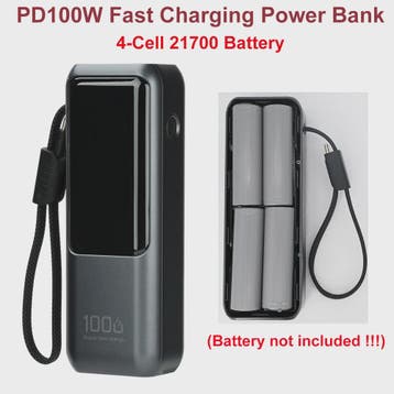 DIY Powerbank Kit: 100W PD Fast Charging Behuizing voor 4x 2, Verzenden, Nieuw