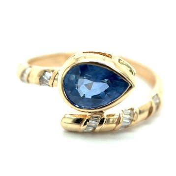 Ring - 14 karaat Geel goud - 1.38ct. tw. Saffier - Diamant, Nieuw