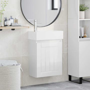 vidaXL Badkamermeubel met kraan Hoogglans Wit 45,5 x 25,5 x, Verzenden, Nieuw