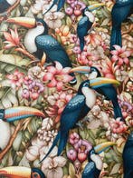 Bekleding- en gordijnstof, katoen, zacht, ontwerp: tropische, Antiek en Kunst, Antiek | Kleden en Textiel