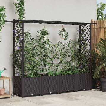 vidaXL Verhoogd Bed met Trellis en Dak Bruin 203 x 40 x 136, Verzenden, Nieuw, Minder dan 60 cm, 60 cm of meer