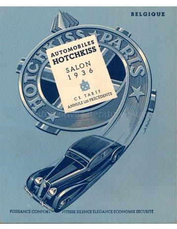 1936 HOTCHKISS PROGRAMMA BROCHURE FRANS, Nieuw, Author