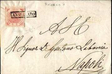 Italiaanse oude staten - Napels 1858 - Annuleer Rosarno,, Gestempeld