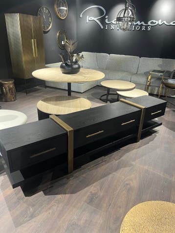 Tv meubel cambon van Richmond interiors  (showroommodel ), Zo goed als nieuw, 200 cm of meer, Met lade(s), Eikenhout