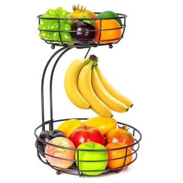 2-Laags Metalen Fruitmand met Bananenhanger, Huis en Inrichting, Keuken | Keukenelementen, Verzenden, Nieuw