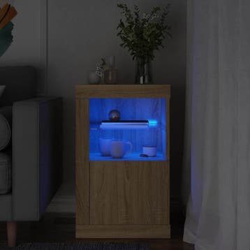 vidaXL Bijzetkast met LED-verlichting bewerkt hout sonoma, Verzenden, Nieuw