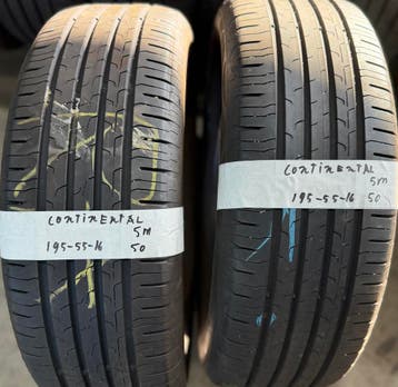 2x 195-55-16 Continental Zomer 2x 5mm €50 Per Band 195 55 16, Auto-onderdelen, Ophalen, Gebruikt, 16 inch, Band(en)