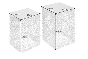 Filigraan bijzettafel set van 2 ABSTRACT LEAF 45cm zilver, Ophalen of Verzenden, Nieuw