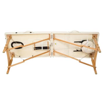 2 zone massagetafel met 5cm matras en houten frame - beige, Verzenden, Nieuw