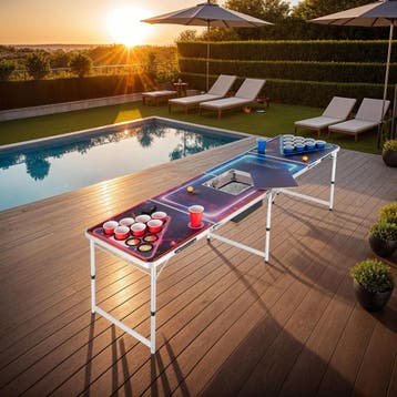 Aluminium bierpongtafel BeerWars II, koelvak, ledverlichting, Verzenden, Nieuw