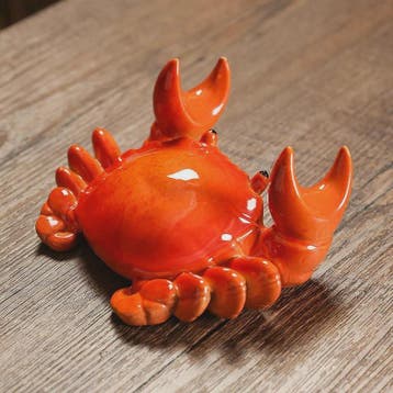Keramische Krab Houder: Mobiel, Pen & Thee Penseel Standbeel