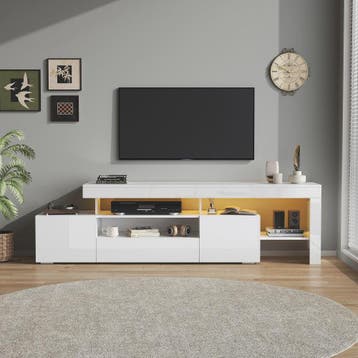 Moderne TV-meubel 192cm met LED-verlichting en 3 kasten - Ho, Huis en Inrichting, Verzenden, Nieuw
