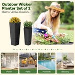 LIVSK Set van 2 Rieten Plantenbakken - Stapelbaar met Uitnee, Verzenden, Nieuw