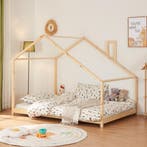 Kinderbed Siuntio huisbed met bedbodem 140x200 cm naturel [e, Verzenden, Nieuw