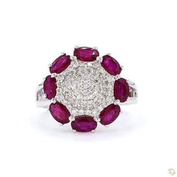 Ring - 18 karaat Witgoud - 2.79ct. tw. Robijn - Diamant, Nieuw
