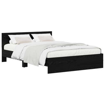 vidaXL Bedframe met Hoofdeinde Zwart eiken 135 x 190 cm, Verzenden, Zwart, Nieuw, Twijfelaar