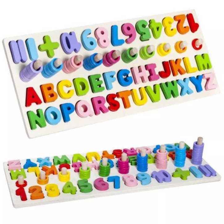 Kruzzel Houten Alfabet en Cijfers Puzzel - Educatief Spee..., Kinderen en Baby's, Speelgoed | Overig, Nieuw, Ophalen of Verzenden