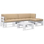 vidaXL 4-delige Loungeset pallet met kussens wit, Verzenden, Nieuw, Loungeset