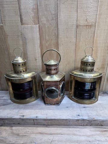 Scheepslamp (3) - Messing, Glas