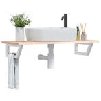 vidaXL Badkamer wandschap staal en massief eikenhout, Verzenden, Nieuw