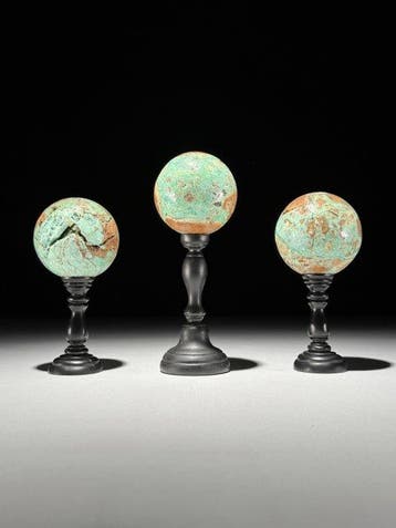GEEN MINIMUMPRIJS - Prachtige set van 3 groene smithsoniet, Antiek en Kunst, Kunst | Designobjecten