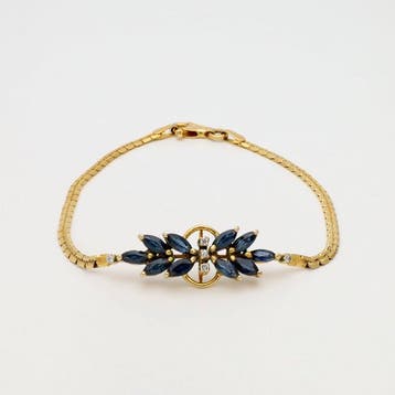 UnoAErre - Armband - 14 karaat Geel goud - Diamant - Saffier, Sieraden, Tassen en Uiterlijk, Armbanden, Nieuw