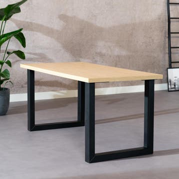 50% Korting: Eettafel Alec melamine eiken 160 x 80 cm, Huis en Inrichting, Tafels | Eettafels, Ophalen, Zo goed als nieuw, Rechthoekig