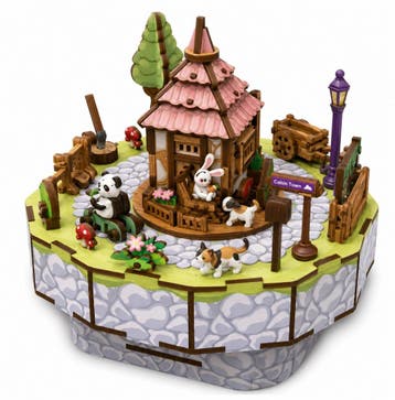 PlayfulMario Schattig diorama van Cabin Town met muziek 1..., Verzenden, Nieuw