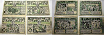 Serie von 10 Pf, 25 Pf, 50 Pf en 1 Mark ohne Jahr duitse..., Verzenden