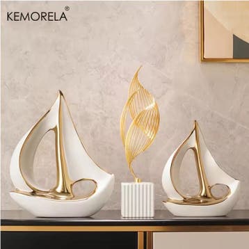 Keramisch Zeilboot Decoratiebeeld voor Woonkamer en Bureau, Verzenden, Nieuw