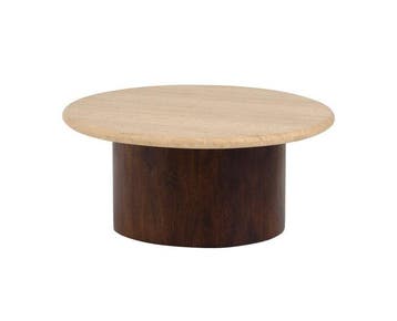Salontafel New york rond Ø78 cm travertin - Bruin | Mysons, Huis en Inrichting, Tafels | Salontafels, Ophalen of Verzenden, Nieuw