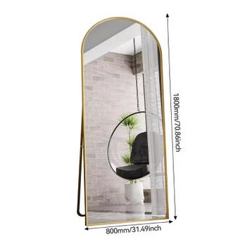 Gebogen Vloerspiegel 180×80 cm met Aluminium Frame, Verzenden, Nieuw