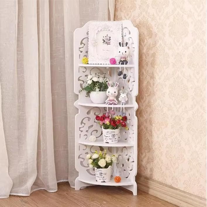 4-Laags PVC Hoekrek – Wit Wandrek met Uitsnede Patroon, Huis en Inrichting, Kasten | Boekenkasten, Nieuw, Verzenden