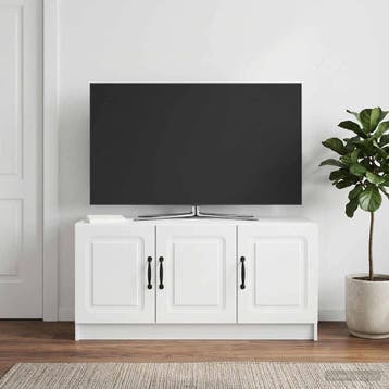 vidaXL TV-kast Hoogglans Wit 99 x 34,5 x 47 cm Bewerkt hout, Minder dan 50 cm, Verzenden, Nieuw, Minder dan 100 cm