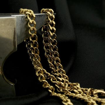Massief gouden gourmet schakelketting, Sieraden, Tassen en Uiterlijk, Kettingen, Ophalen of Verzenden, Gebruikt, Goud, Goud