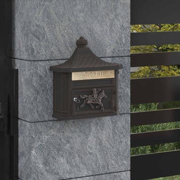 vidaXL Wandgemonteerde brievenbus met opslag Brons 40,5 x 16, Verzenden, Nieuw