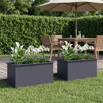 vidaXL Plantenbak met led 2 st Antraciet 50 x 100 x 48 cm, 100 cm of meer, Verzenden, Nieuw, Metaal