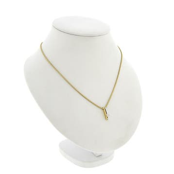 Bicolor gouden collier met vaste hanger en diamant; 0,10 ct., Gebruikt, Ophalen of Verzenden, Met edelsteen, Goud