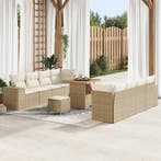 vidaXL Tuin Sofa Set met kussen 11 pcs Beige poly rattan, Verzenden, Nieuw, Meer dan 8 zitplaatsen