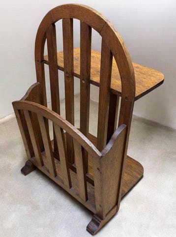 Art Deco Bijzettafel - Tijdschriftenhouder - Eik - Zeldzaam