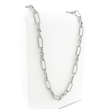 Zilveren fantasieschakel ketting | 74 cm, Sieraden, Tassen en Uiterlijk, Kettingen, Ophalen of Verzenden, Gebruikt, Zilver, Zilver