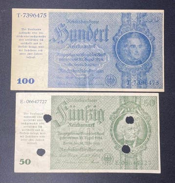 Duitsland. - 50 and 100 Reichsmark ND(1945 - old date 1935)