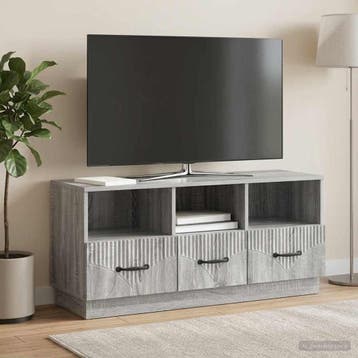 vidaXL TV-kast met lade Grijs sonoma 102 x 34,5 x 47 cm, Minder dan 50 cm, Verzenden, Nieuw, Minder dan 100 cm