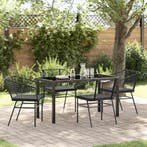 vidaXL Tuin eettafelset 5 pcs Zwart poly rattan, Tuin en Terras, Verzenden, Nieuw, Rotan, 5 zitplaatsen