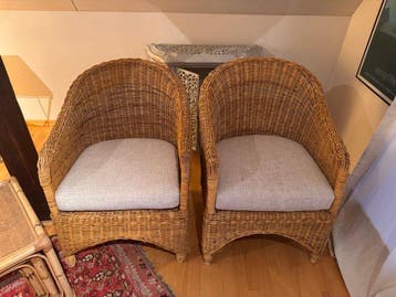 Fauteuil - Rattan - paar vintage rotan
